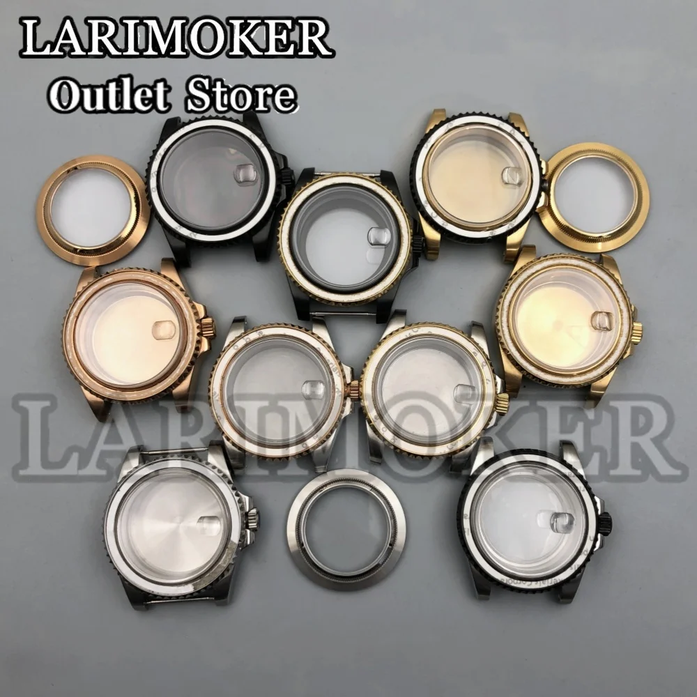 LARIMOKER Uhrengehäuse, 40 mm, Silber, Schwarz, Roségold, Doppelendgliederarmband, passend für NH35NH36NH34 ETA2824 PT5000 Miyota 9015 Uhrwerk Image