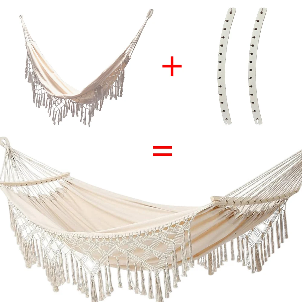 Hängematte Hängematte Outdoor Schaukel Anti-Rollover Indoor Home Outdoor Camping Schlafsaal Erwachsene Doppel Leinwand Weiße Hängematte Image