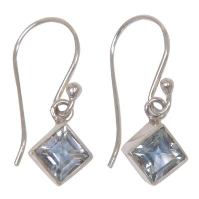 Heaven's Window,'Blue Topaz Sterling Silver Dangle Earrings'