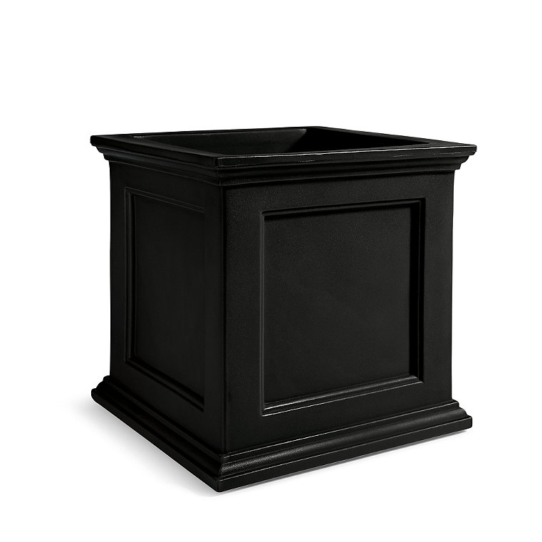 Devon Easy-Care Square Planter - Black, Black/24" H - Grandin Road