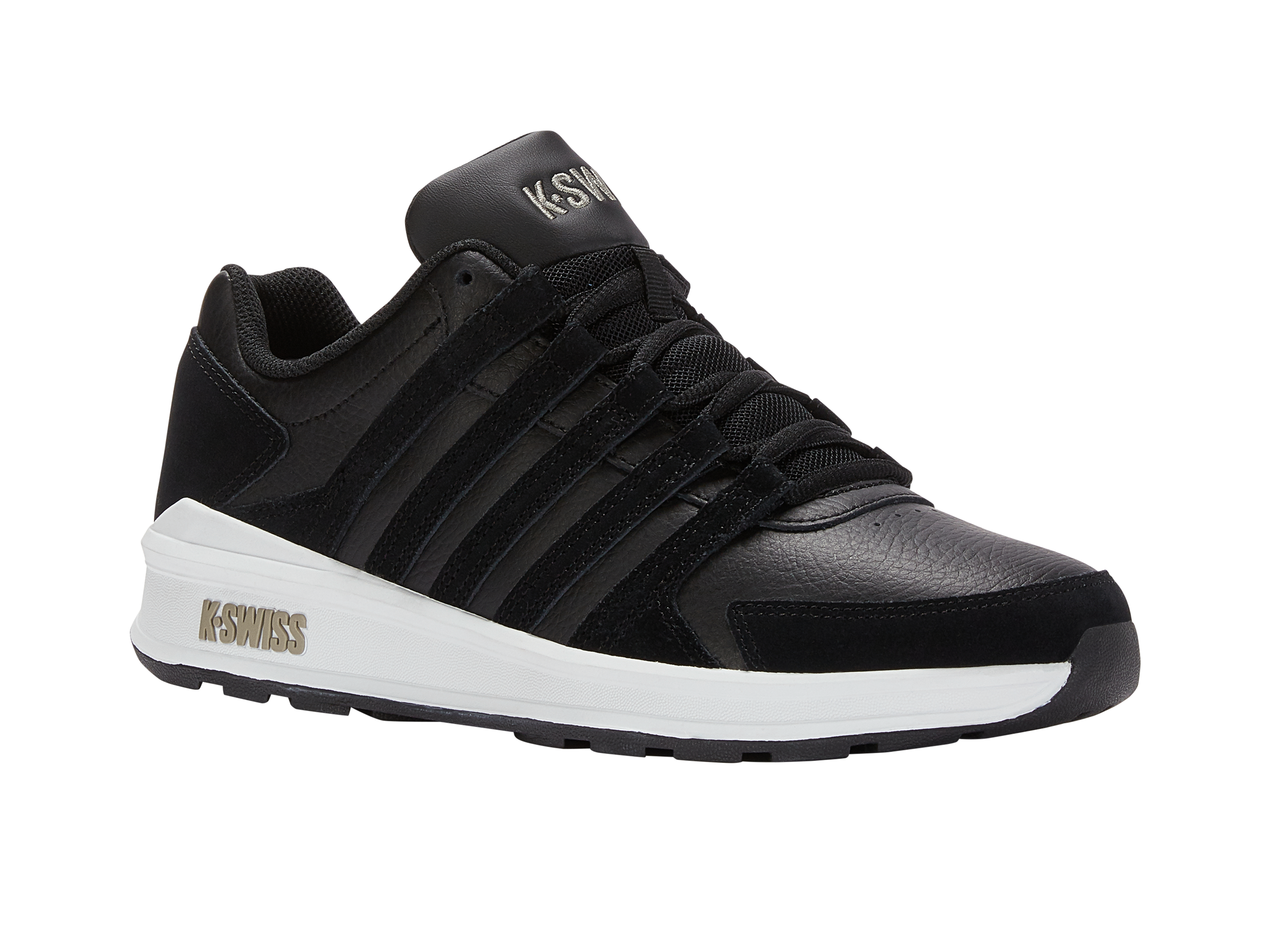 Sneaker K-SWISS "VISTA TRAINER", Damen, Gr. 46, schwarz, london fog, Leder, Schuhe Sneaker