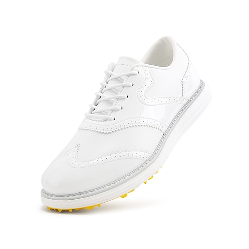 Herren-Golfschuhe in Rot und Weiß, atmungsaktives Obermaterial mit griffiger Außensohle, leichter Tragekomfort, ideal für Golfspieler und Outdoor-Sportarten Image