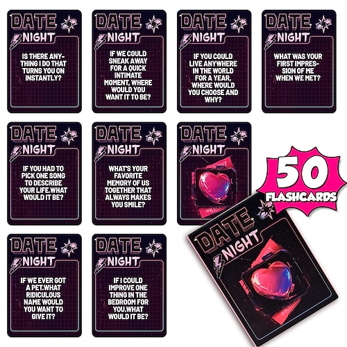 2er-Packung mit 100 Date-Night-Karten für Paare, lustig Romantische Gesprächsanregungen für ein Date-Night-Spiel, Beziehungskarten für Ehepaare, perfektes Geschenk zum Jahrestag oder Valentinstag