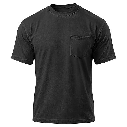 Herren T Shirt Hemd aus 100 % Baumwolle in Säurewaschung T-Shirt Kurze Ärmel Rundhalsausschnitt Sommer Frühling Ganzjahres Einfarbig Vintage Streetwear Designer Tasche Gewaschen Lässig Urlaub Straße Image