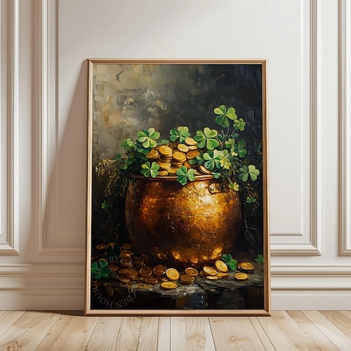 St. Patrick's Day Digitale Wandkunst Druckbar - Vintage Topf Gold Dekor Image