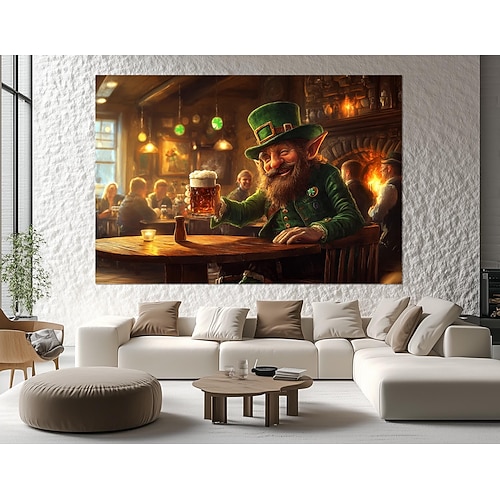 Freudiger Leprechaun Leinwanddruck St. Patrick's Day Irische Pub Kunst Image