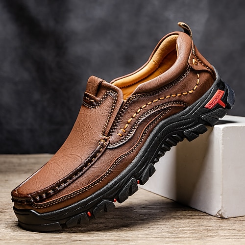 Braune Herren-Freizeitschuhe, Slipper-Design, bequeme, gepolsterte Sohle, eleganter Freizeitstil für Arbeit, Reisen und Alltag Image