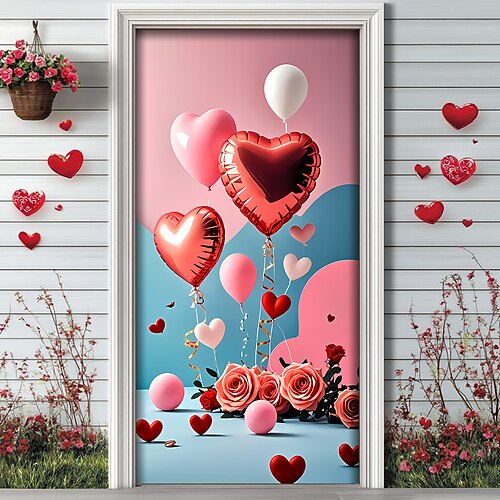 Valentinstag Poster Türabdeckung Banner für den Außenbereich Niedlich Modern 3D Party Wohnheim Studentenwohnheim Hintergründe aufnehmen Vordert¨¹r? Wohndeko Image