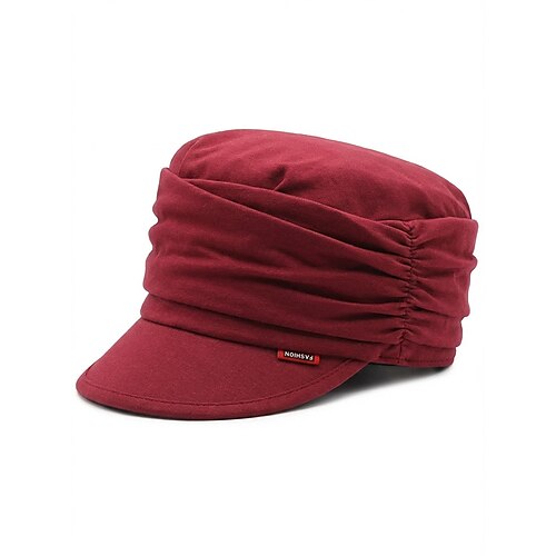 Damen-Polyesterkappe mit Faltenmuster – verschiedene Farben, lässiger Stil, perfekt für Alltag und Reisen Image
