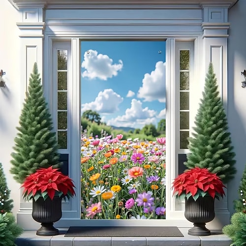 Realistischer 3D-Türvorhang aus grünem Bambus im japanischen Zen-Stil, hängendes Banner, Sichtschutz für Zuhause, Büro oder Studio Image