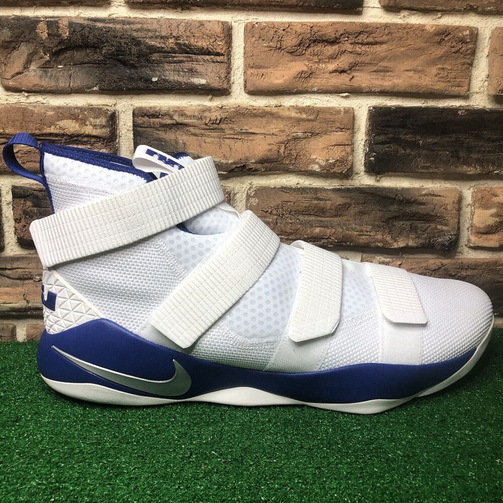 Nike Shoes | Lebron James Nike Zoom Soldier Mens Shoes Size 18 White Royal Blue Basketball | Color: White | Size: 18