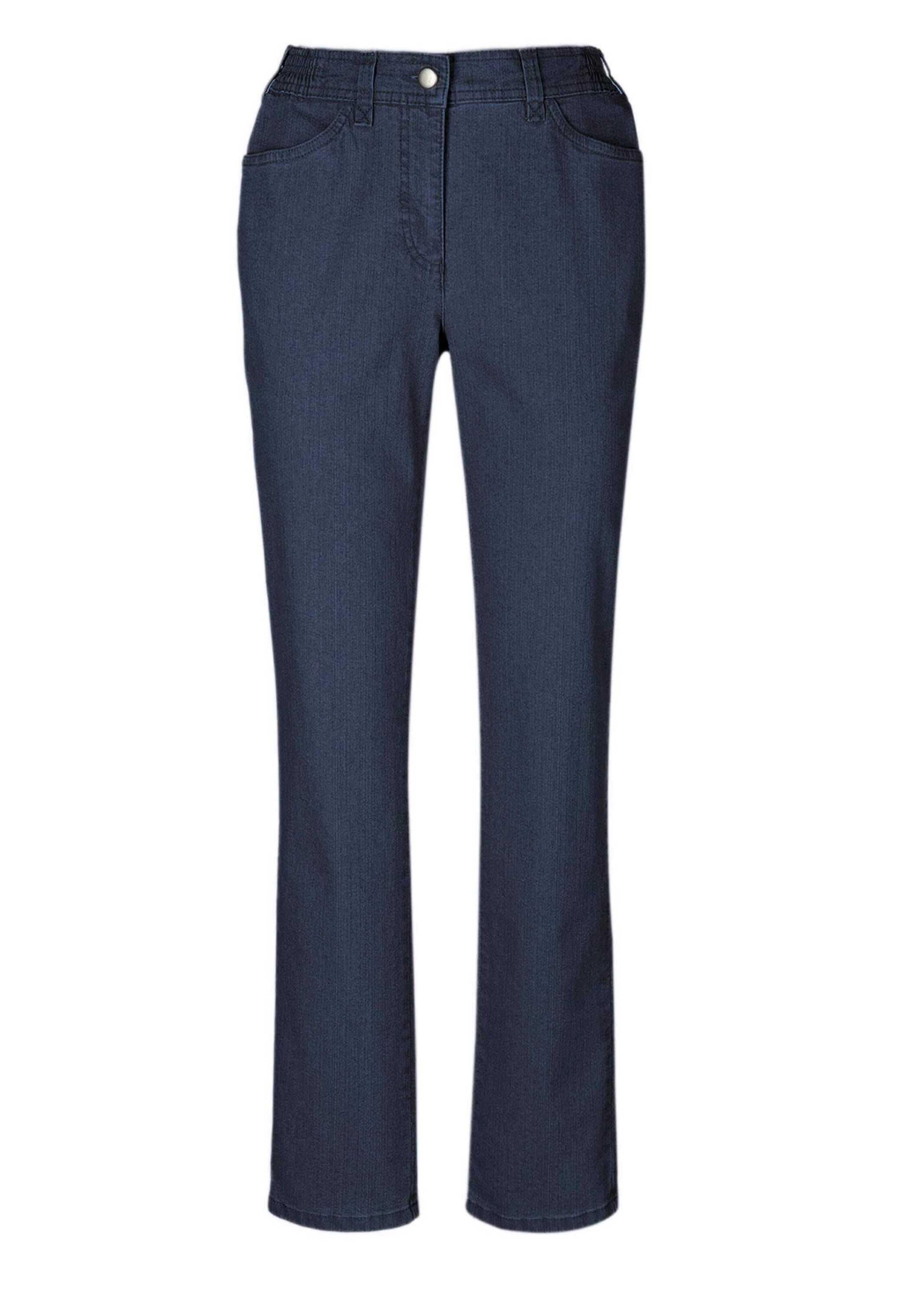 Regular-fit-Jeans GOLDNER "Kurzgröße Klassische Jeanshose ANNA", Damen, Gr. 21, K-Gr, blau (dunkelblau), Obermaterial: 78% Baumwolle CO. 20% Polyester PES. 2% Elasthan EL., Jeans