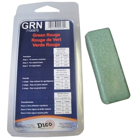 DICO 7100970 Buffing Compound, 12 in Thick, Emerald Green Rouge, Green