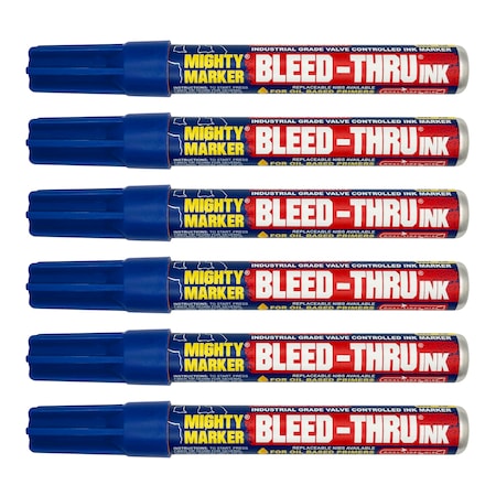 MIGHTY MARKER 01302 IM-13 Bleed-Thru Marker, Blue Color Family, 6PK