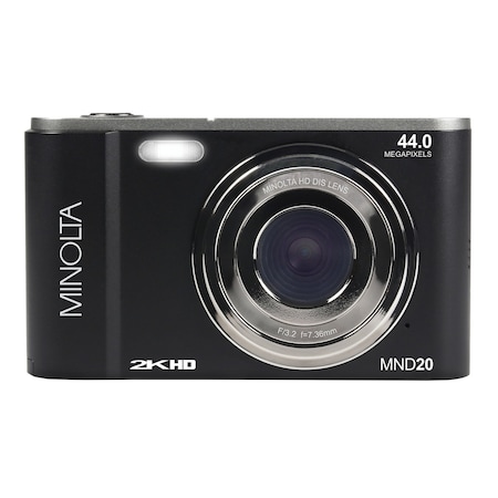 MINOLTA MND20-BK MND20 16x Digital Zoom 44 MP/2.7K Quad HD Digital Camera, Black