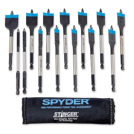 SPYDER 11001 Stinger 14pc Spade Bit Set with Pouch