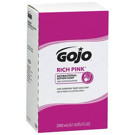 GOJO BUY00441487 Rich Pink Antibacterial Lotion Soap Refill Box - 2,000 mL, 4PK