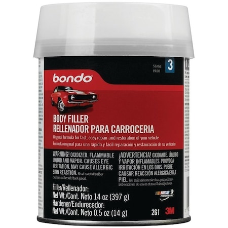 BONDO OR-PT-ES 261C Body Filler, 1 pt Can, Paste, Pungent Organic - BONDO