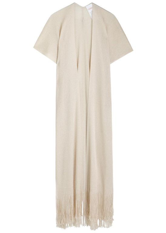 Zerella Metallic Fringed Robe - Natural - Max Mara Beachwear