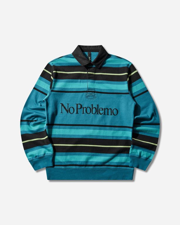 Striped Longsleeve Rugby Shirt Aqua