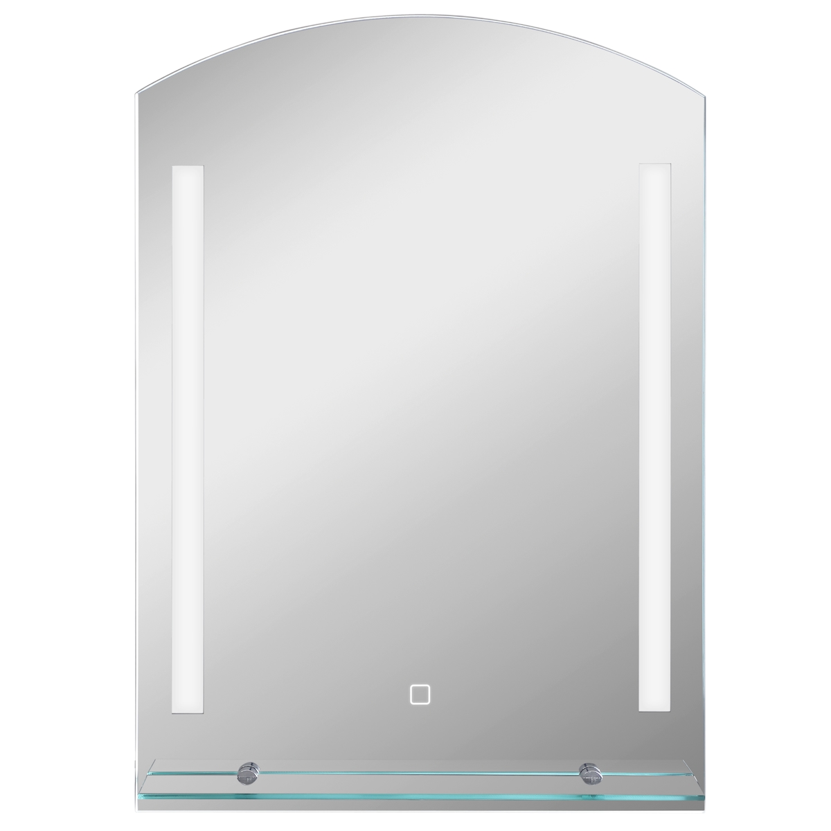 MODFU Badspiegel mit LED-Beleuchtung Silber 50x12x70 cm mit Glasablage Touch-Schalter 3 Lichtfarben Memory IP44 Aluminiumrahmen Image