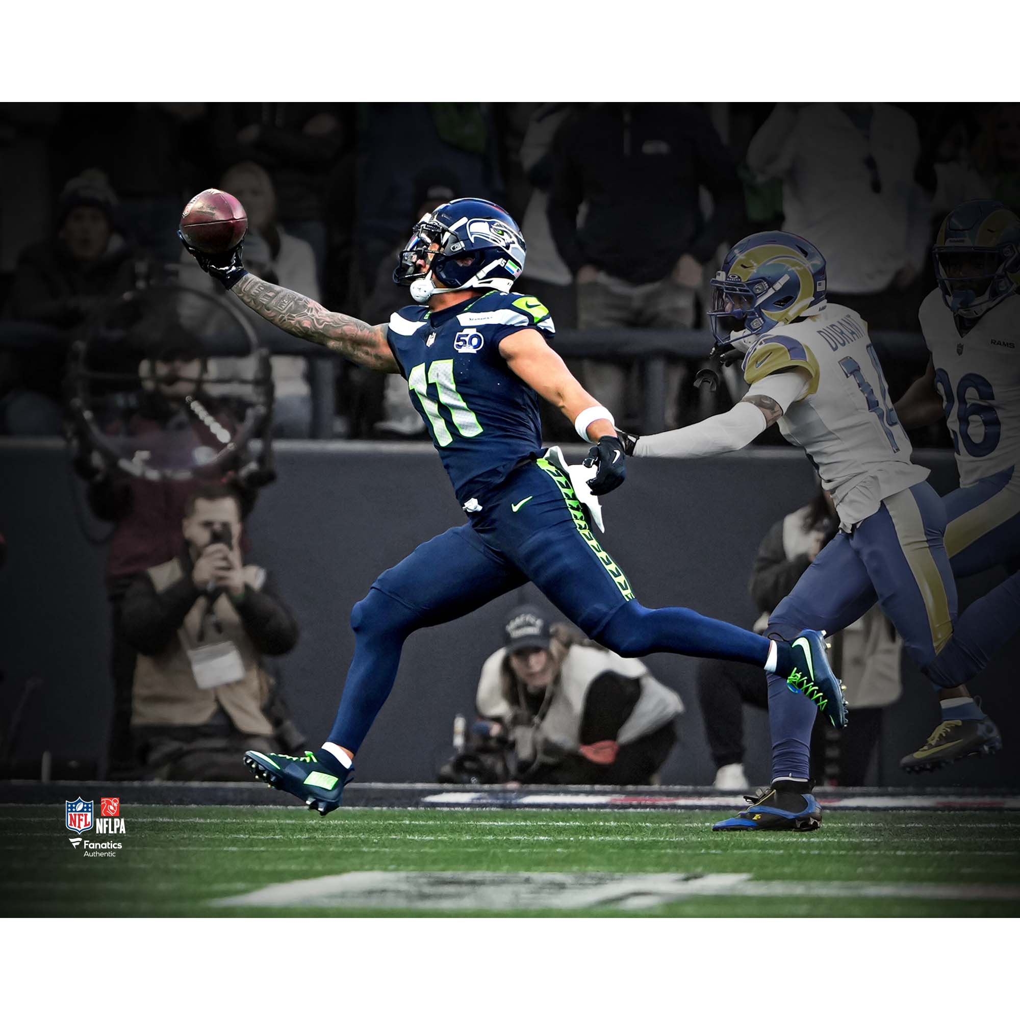 Jaxon Smith-Njigba, Seattle Seahawks, noch nicht unter Vertrag, NFC Championship 2025: Einhändiger Touchdown-Fang im Rampenlicht (Foto) Image