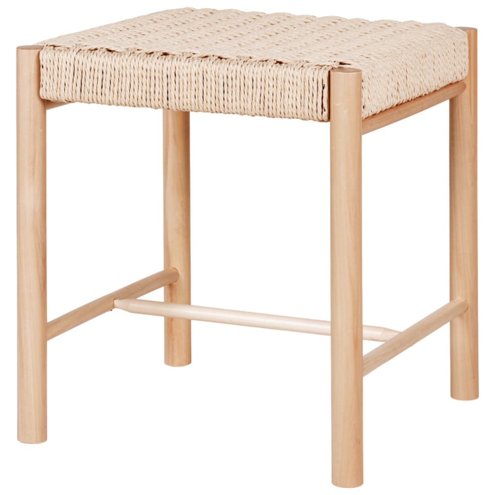Tabouret avec assise en osier naturel et bois naturel 42x42 cm