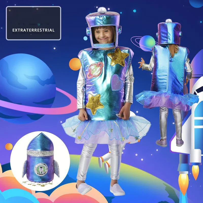 Universum Rakete Raum Bühne Cosplay Kostüme für Sport Spiele Astronaut Kleidung Kinder Kindergarten Leistung Kleidung Kinder Image