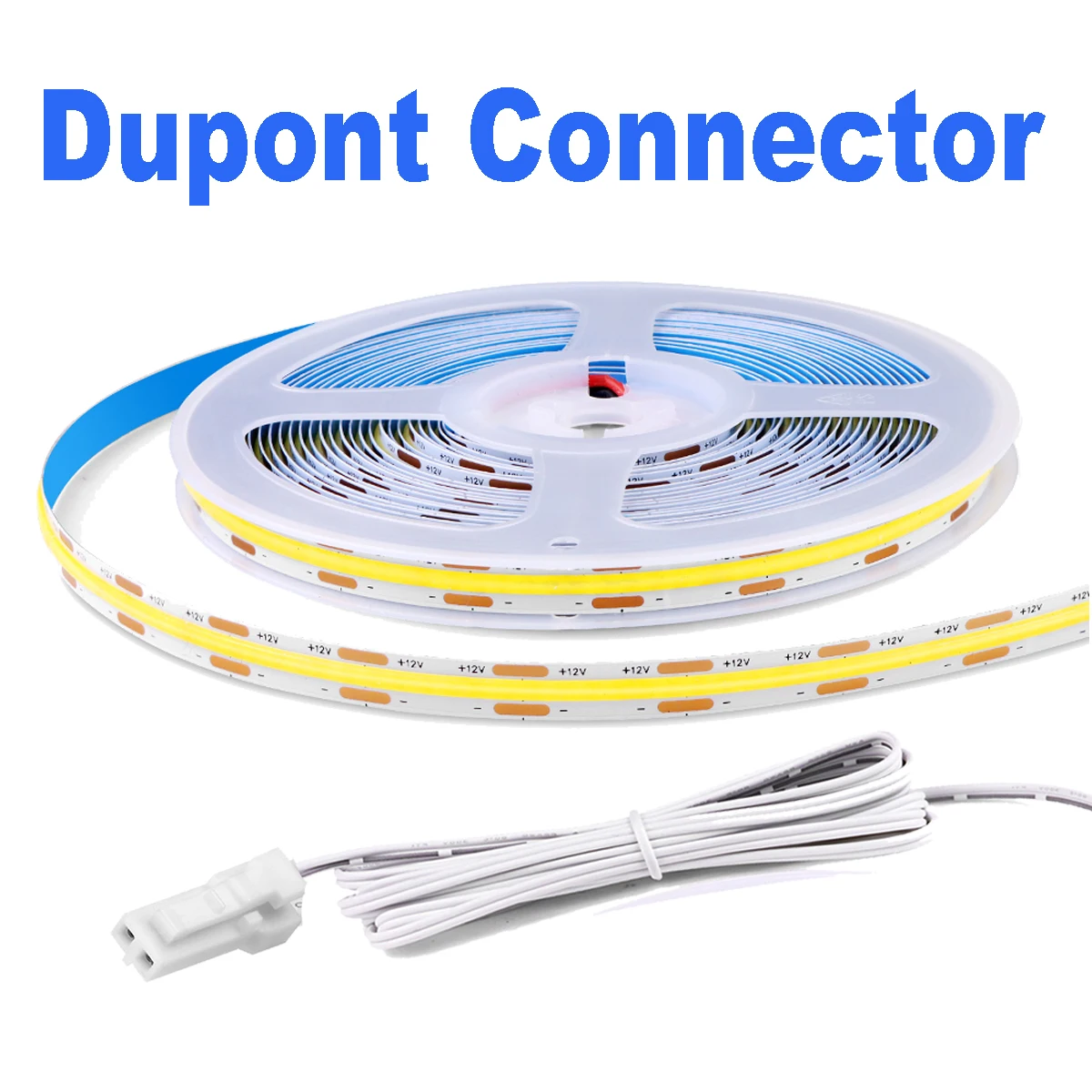 DC12V Dupont-Schnittstelle, COB-Streifenlicht, 320 LEDs/m, weich schneidbar, für Schrank, Schrank, Küche, Badezimmer, Beleuchtung