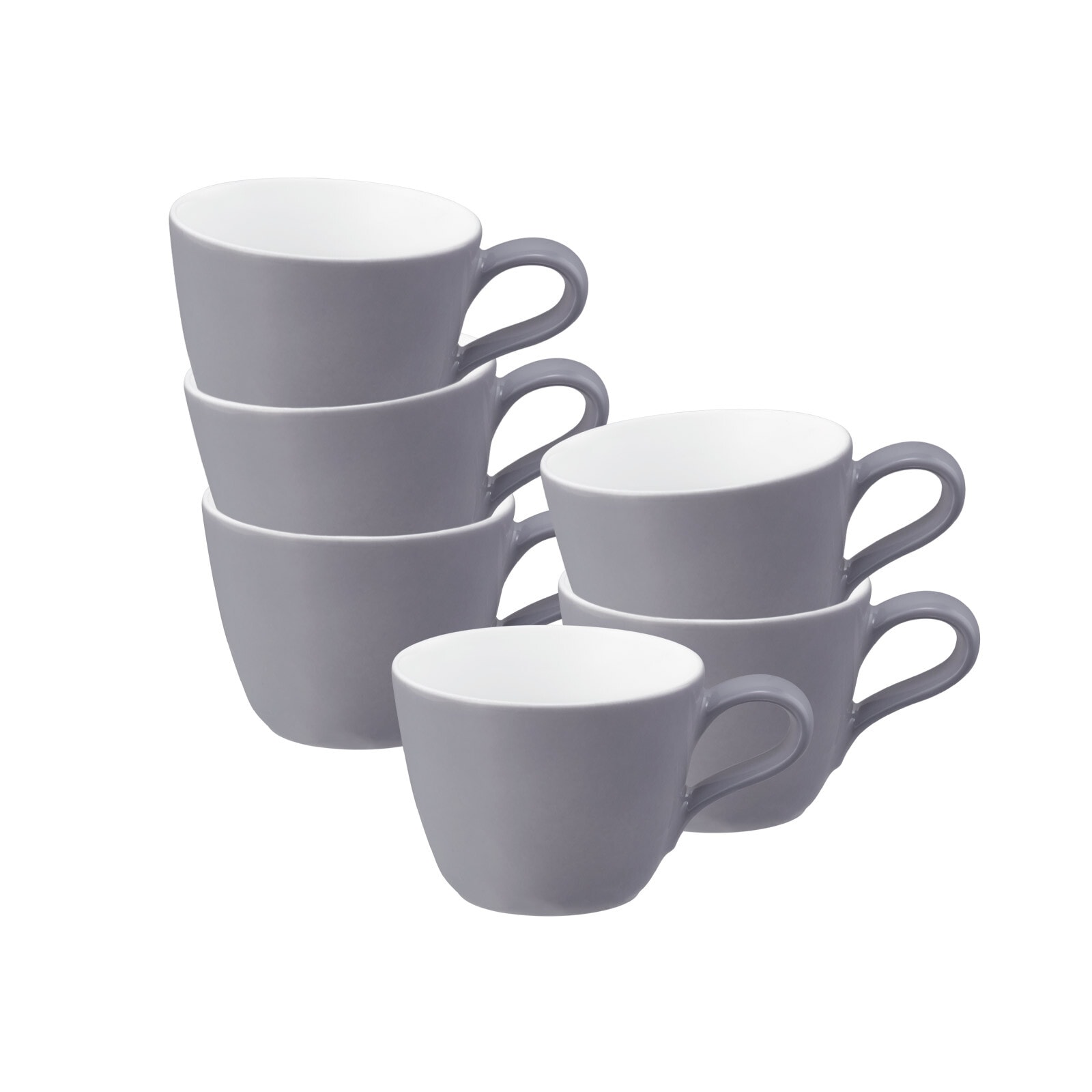 Espressotasse SELTMANN WEIDEN "Espressotassen Life Fashion 90 ml 6er Set", grau (elegant grau), 6 tlg., Porzellan, Trinkgefäße, Espressotasse