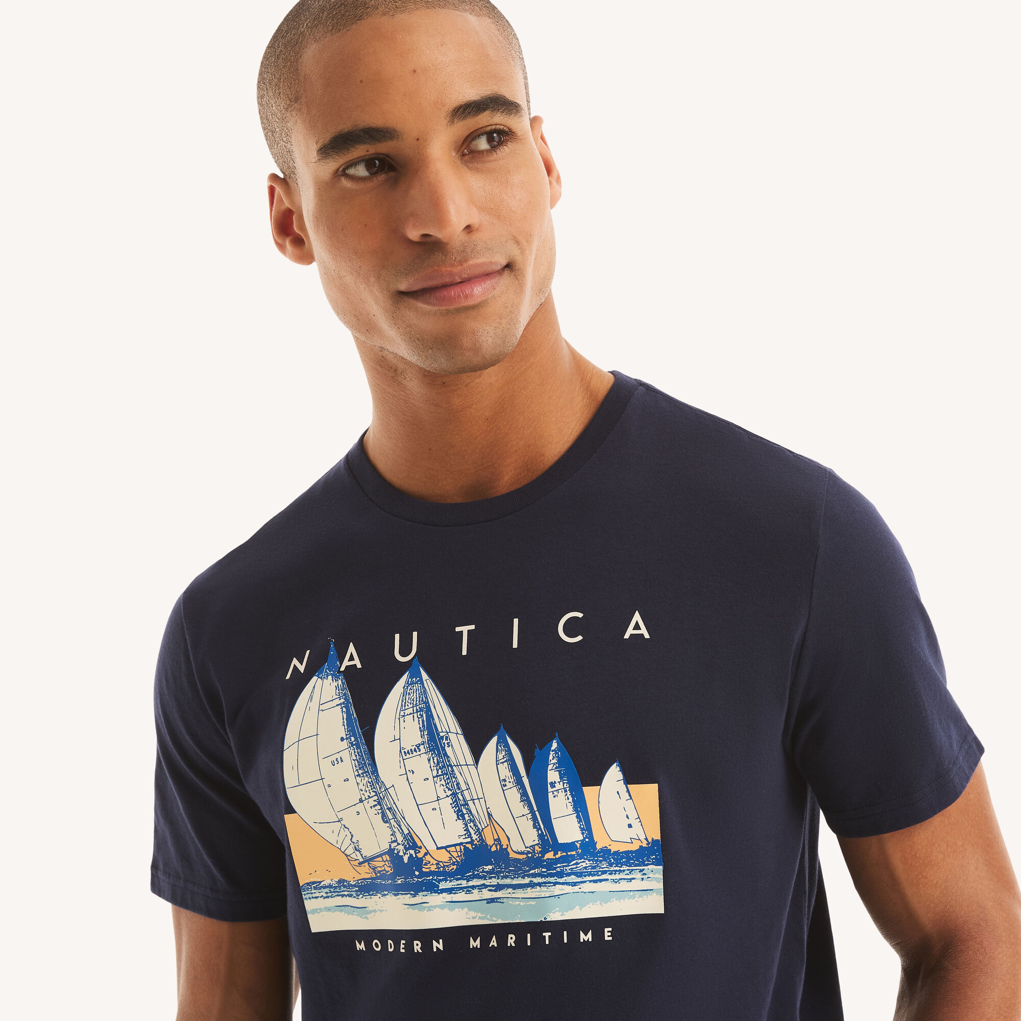 Nautica Men's Modern Maritime Graphic T-Shirt 482 (Stellar Blue Heather), XS