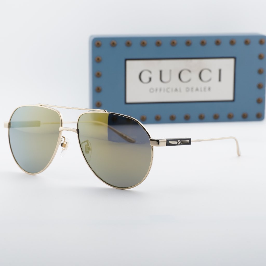 Gucci Accessories | Gucci Gg1311s 002 Aviator Sunglasses - Gold\Yellow To Grey Gradient Mirror | Color: Gold/Yellow | Size: 61 - 15 - 145
