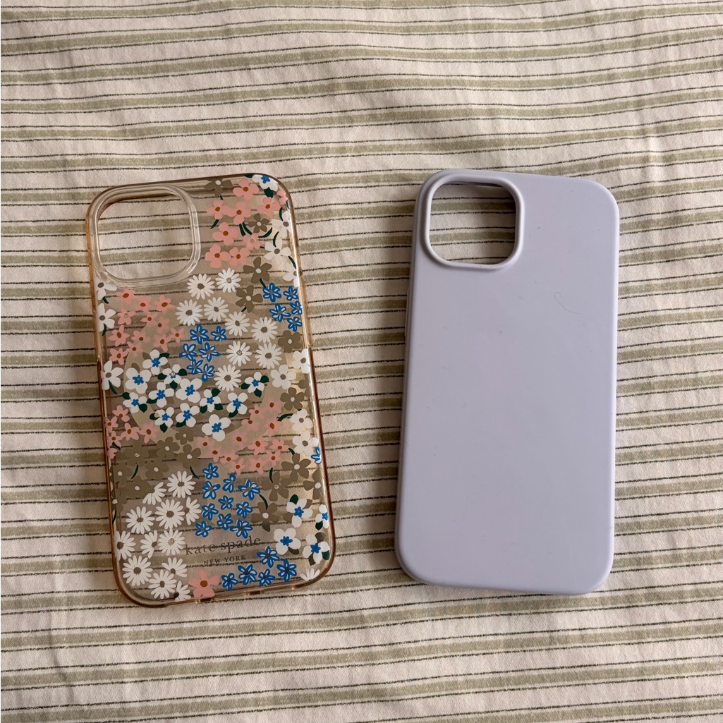 Kate Spade Cell Phones & Accessories | 2 Iphone 14 Floral And Solid Phone Cases | Color: Pink/Purple | Size: Iphone 14