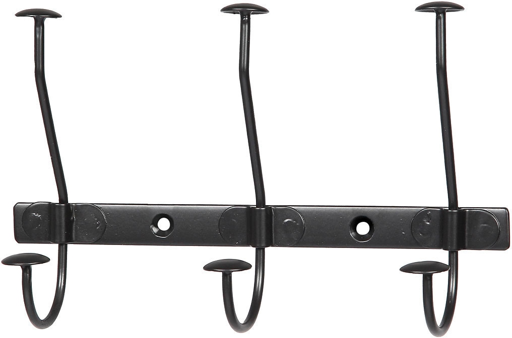 Garderobenhaken AMBIENTE HAUS "garderobe 3er hakenleiste (B) 22cm", schwarz, B:22cm H:14cm T:7cm, Eisen, Garderobenhalter, Garderobenhaken