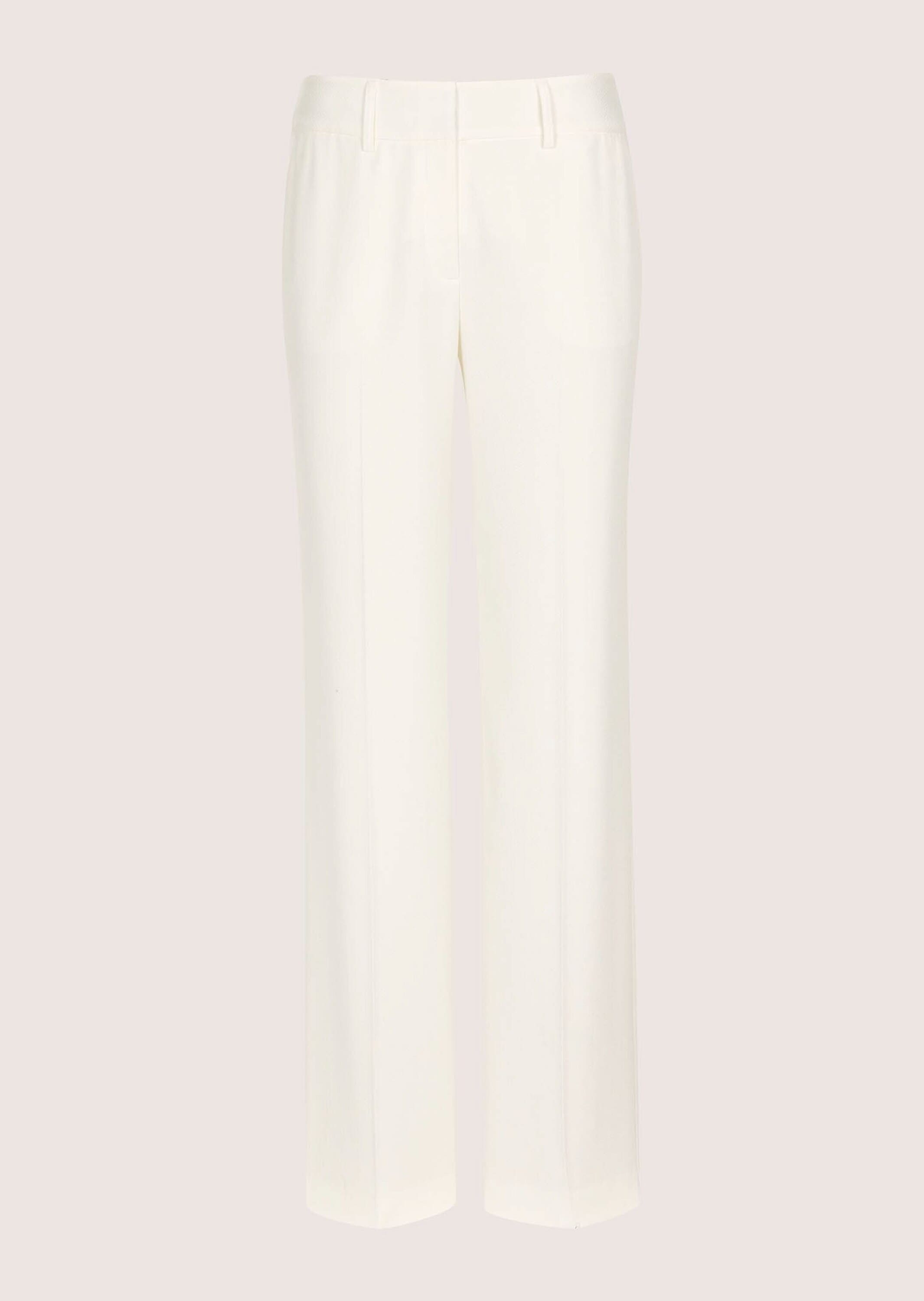 Stoffhose MADELEINE "Chinohose Elegante Bügelfaltenhose mit Struktur", Damen, Gr. 38, N + K Gr, weiß (wollweiß), Obermaterial: 48% Polyester PES. 45% Viskose CV. 5% Polyamid PA. 2% Elasthan EL., Hosen Stoffhose