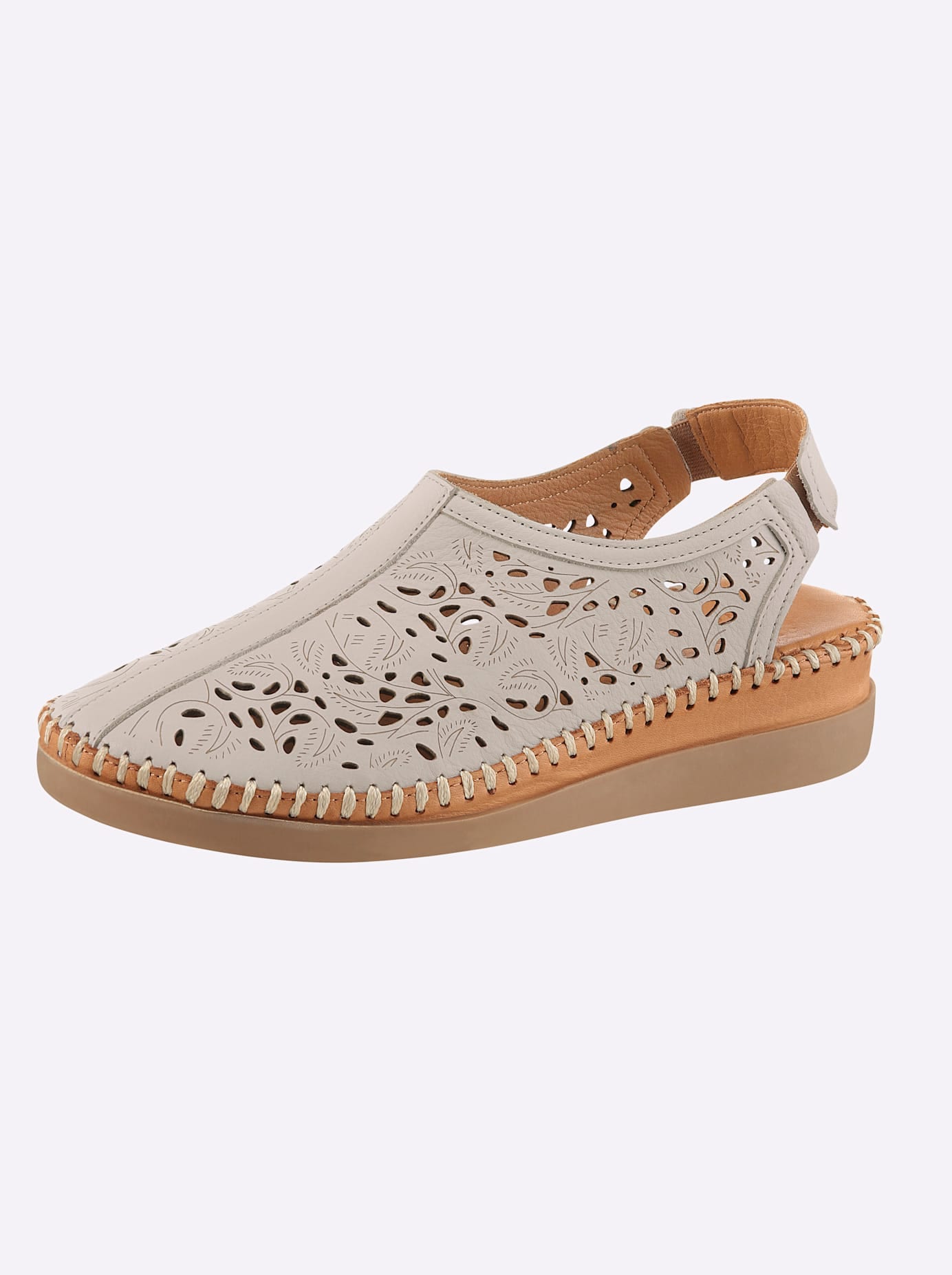 Slipper GEMINI, Damen, Gr. 41, hellgrau, Glattleder, Schuhe Slipper