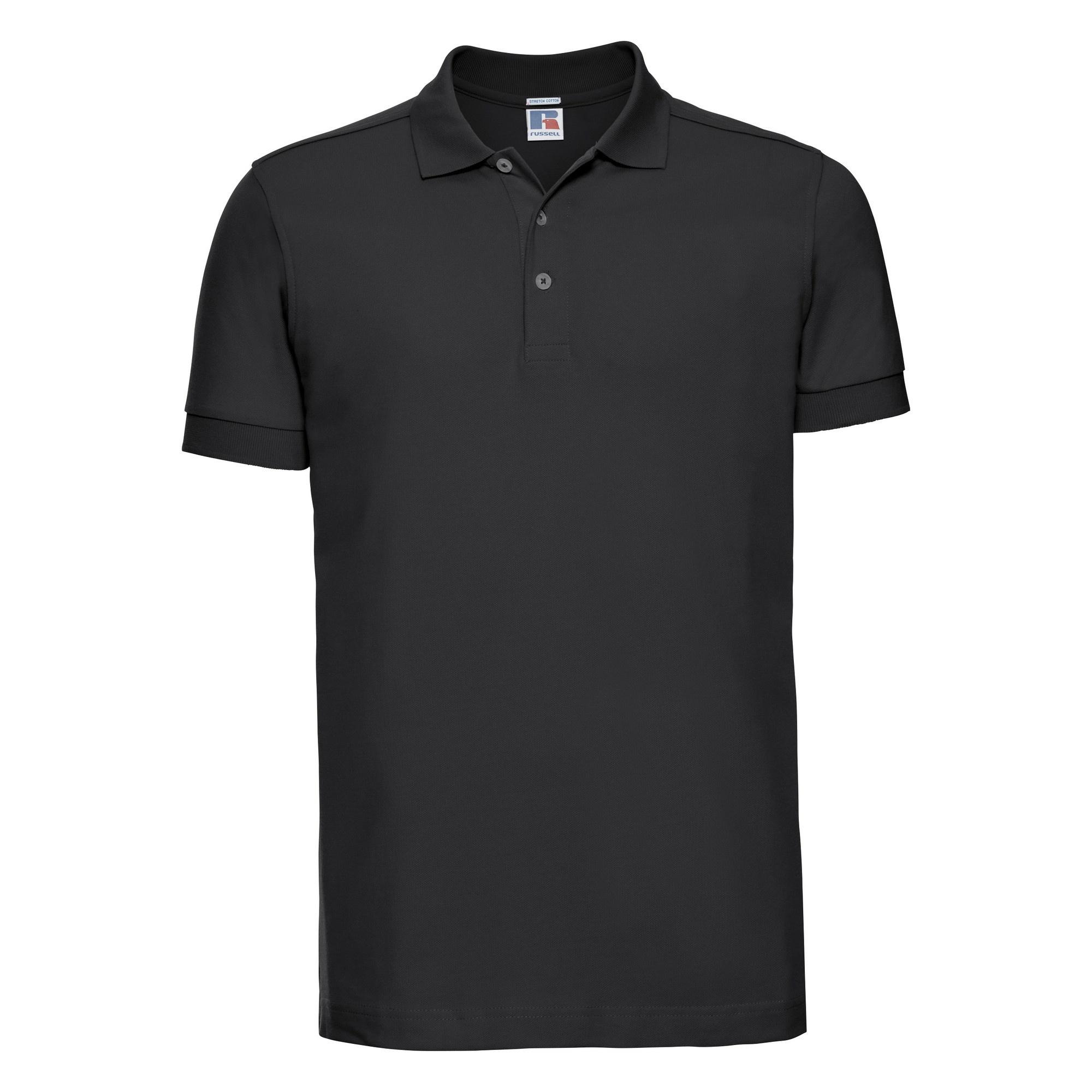 Russell Herren Stretch Polo-Shirt, Kurzarm (Schwarz)
