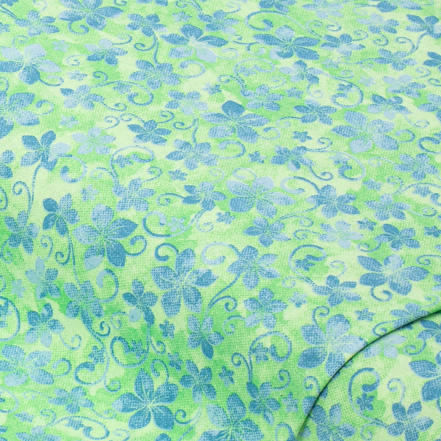 Tissu coton "fleur batik", de la série "Mona", bleu/vert