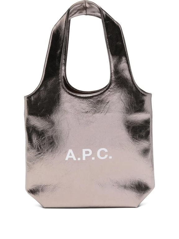 Small Ninon Metallic Logo Tote Bag - Gray - A.P.C. Totes