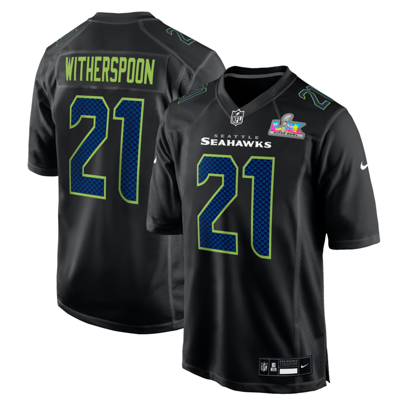 Nike Herren-Trikot mit Devon Witherspoon-Motiv, schwarz, Seattle Seahawks, Super Bowl LX Patch Carbon Fashion Image