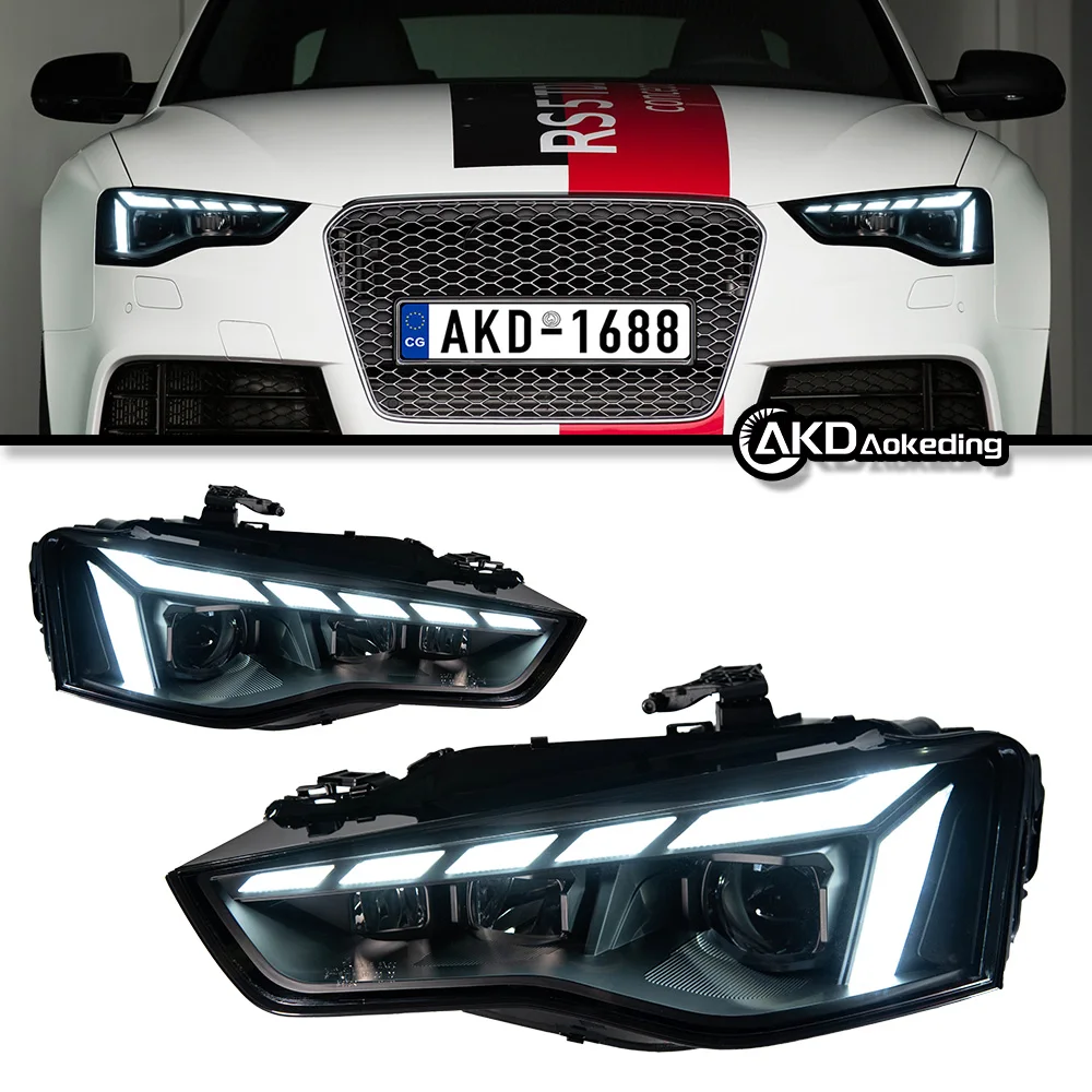 2 Luci LED per Auto Audi A5, Fari Anteriori 2012-2016 S5, Proiettore LED con Lente Animata, DRL Integrato, Accessori Automobilistici