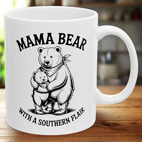 Tazza regalo divertente per la mamma, sorpresa per la festa della mamma, tazza da caffè in ceramica, mamma orsa con un tocco del sud, orso western, carina tazza da caffè unica per la festa della mamma
