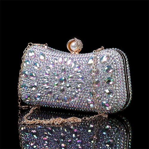 Per donna Ragazze Clutch Borsa da sera Borse a Mano Lega Set di 2 borsette Festa / Sera Addio al nubilato Ricevimento di matrimonio Glitter Cristalli Tinta unica Geometrico Strass Blu Argento