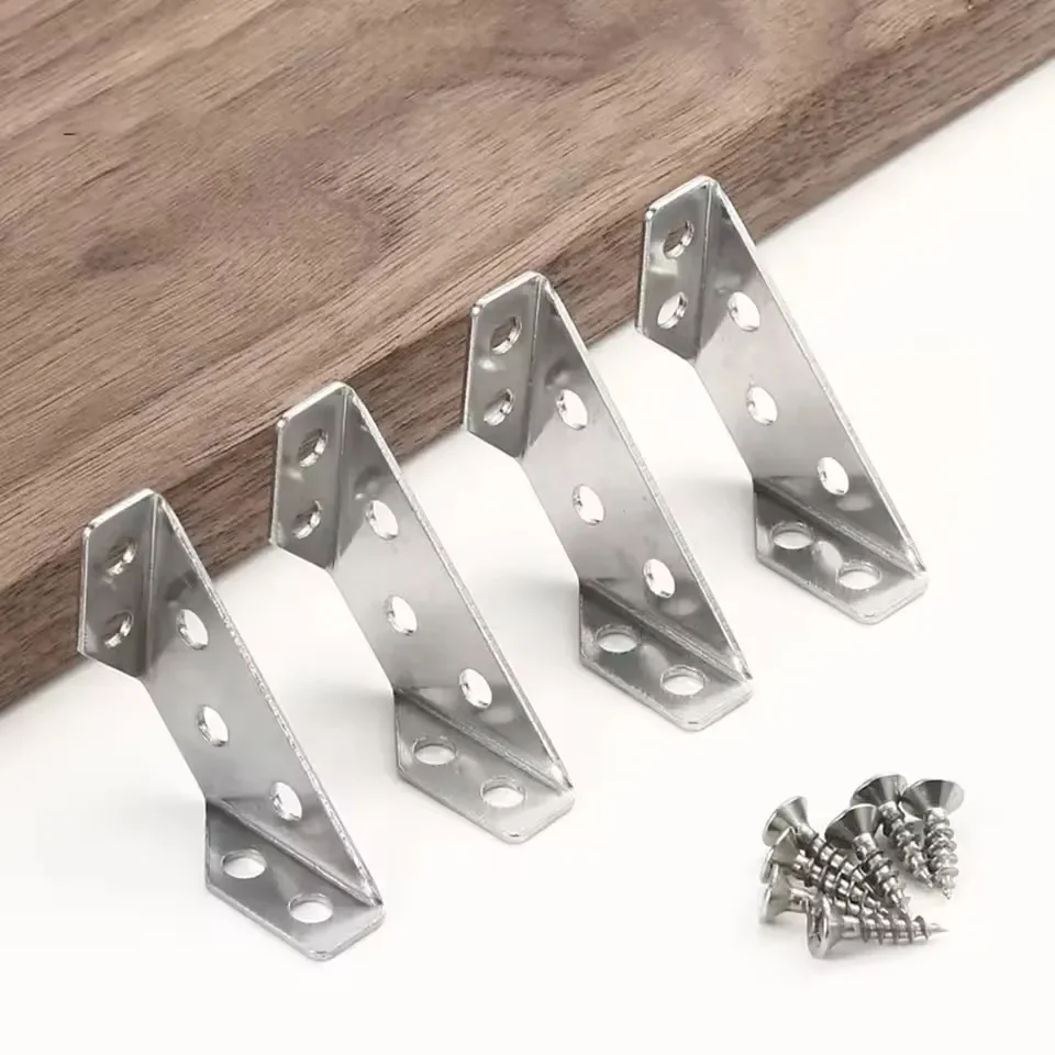 4/10set Eckwinkel Edelstahl Möbel Winkel Regal Verbinder Schrank Unterstützung Befestigungs Rahmen Eckstrebe mit Schraube
