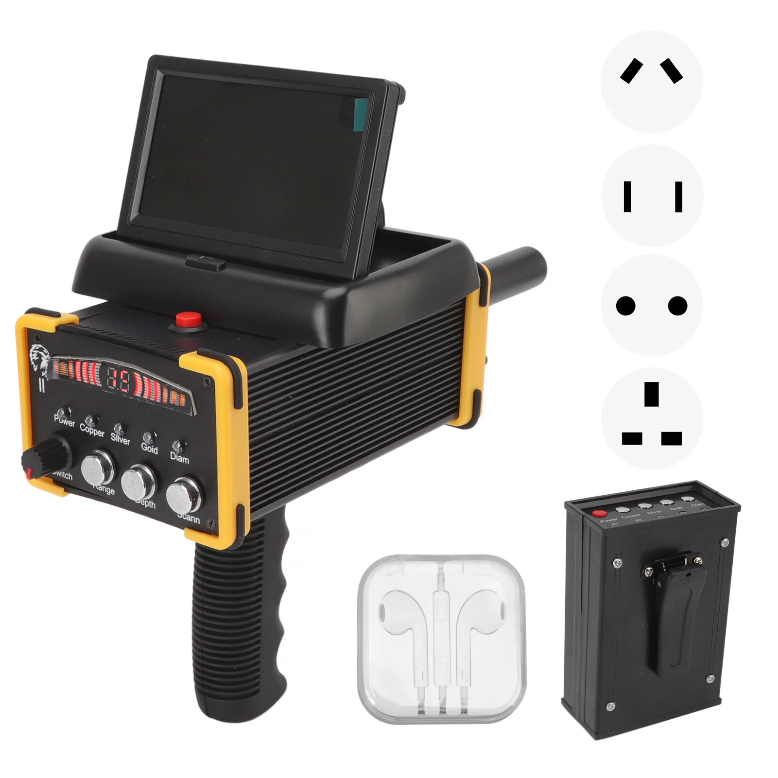 30m Tiefer Metalldetektor mit Klappschirm Goldfinder Metallscanner-Gerät Suchbereich 1000m GR9000 Handgehaltener Metalldetektor Image