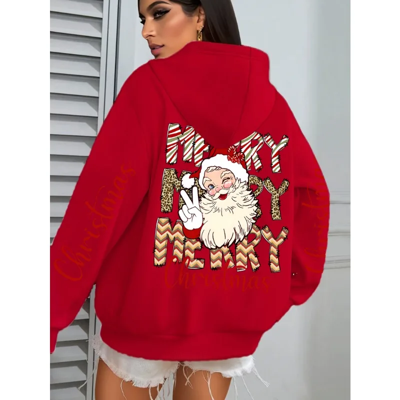 Weihnachten Santa Hip Hop Männer Frauen Mit Kapuze Sweatshirt Herbst Winter Täglich Outdoor Urlaub Fitness Casual Lose Warme Sportswear Image