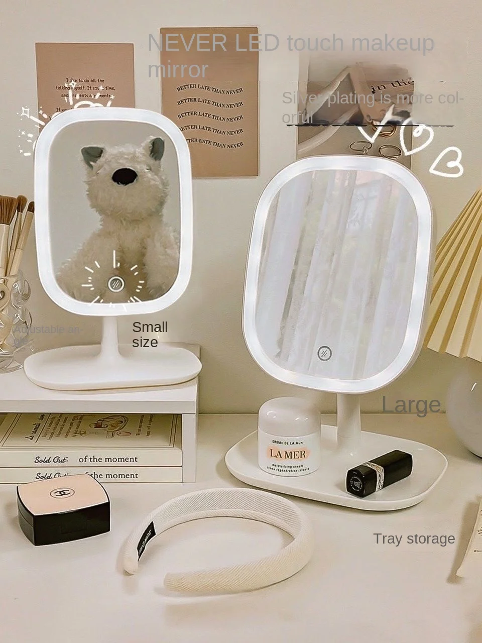 2026 Touch Control wiederaufladbarer LED-Kosmetikspiegel, 3 Farben, dimmbare Lichter, tragbarer Kosmetikspiegel für den Heim-Reise-Make-up-Einsatz