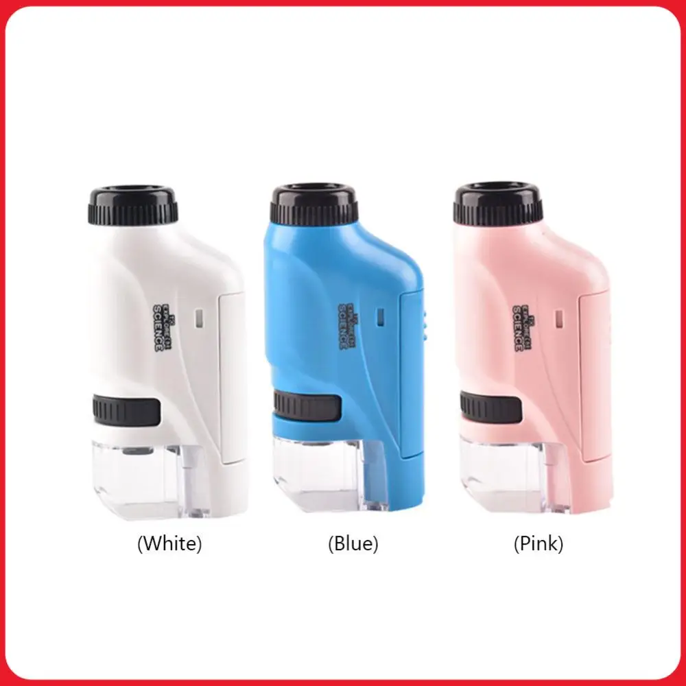 Mini-Mikroskop-Set mit LED-Licht, pädagogisches Wissenschaftsmikroskop, batteriebetrieben, tragbares Mini-Mikroskop für Kinder im Freien Image