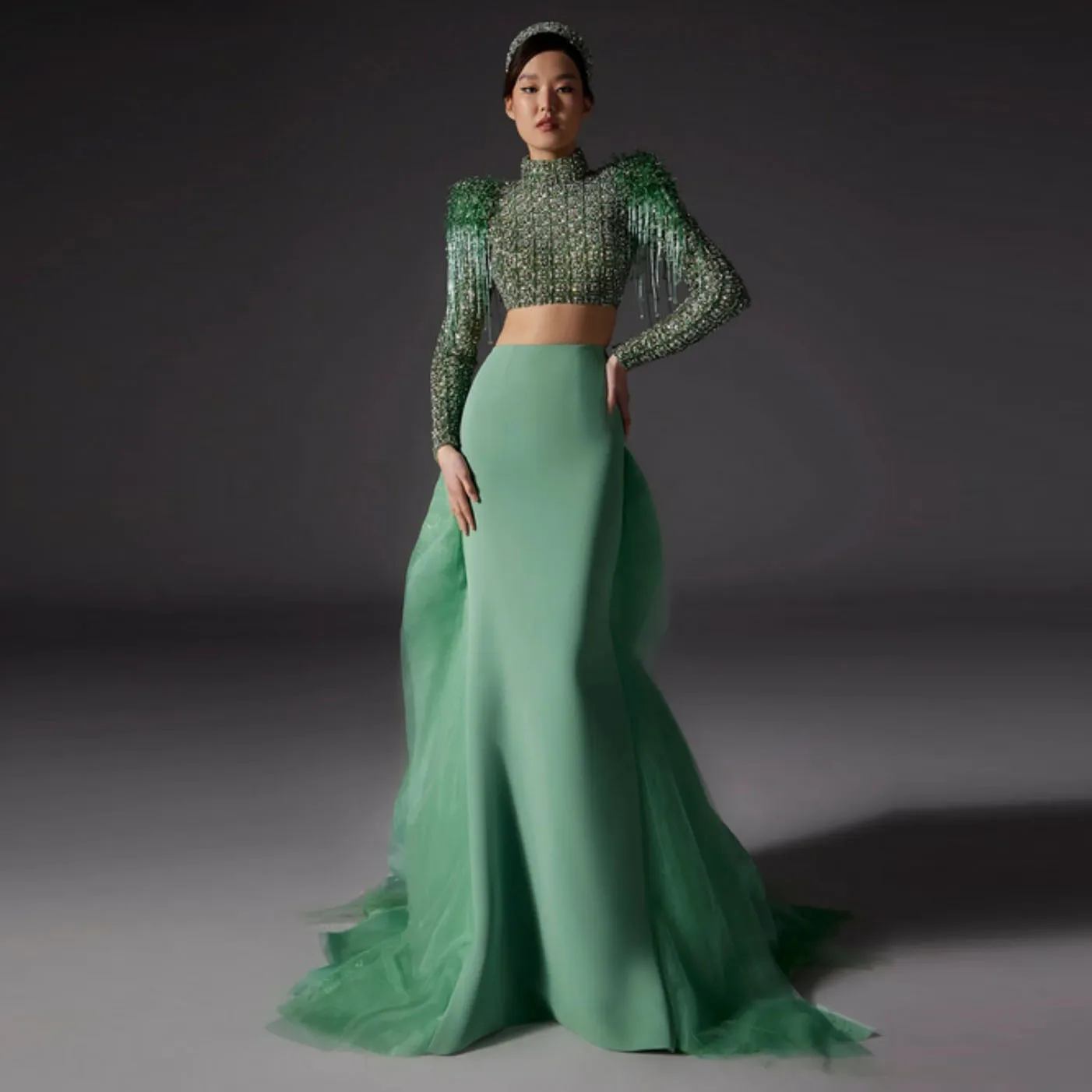 HOBBY Langer Abendrock in Cyan mit hoher Taille und Schleppe, maßgeschneidert, schick, 2026, neue Mode, bodenlang, Meerjungfrau-Röcke, immer hübsch Image