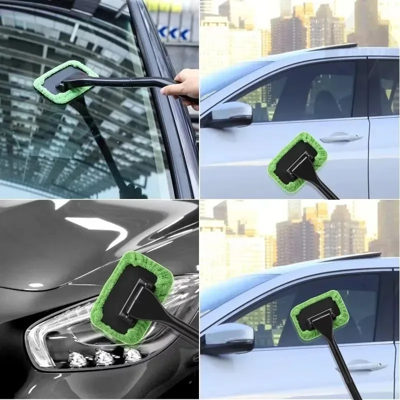 Mikrofaser-Windschutzscheiben-Reinigungsbürste mit langem Griff, waschbares Auto-Werkzeug Image
